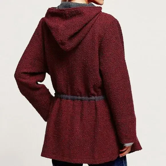 Free People Small Red Satellite Heavy Tweed Coat Jacket
